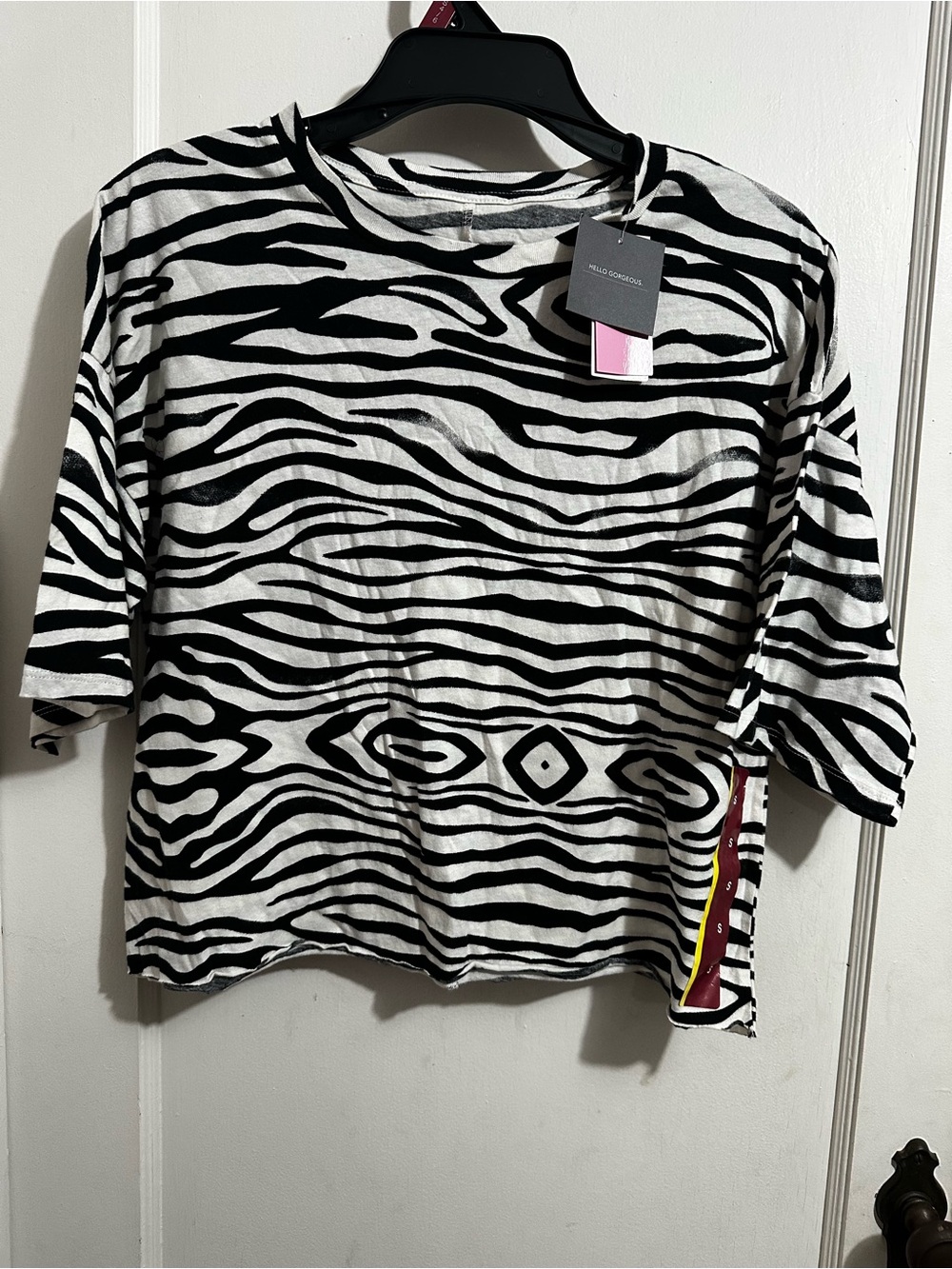 Grayson Threads Black & White Zebra-Print Short Sleeve Top